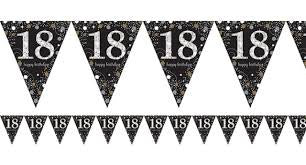 Flag Bunting - 18th (Black & Gold) (9900551) - Mad Parties & Supplies