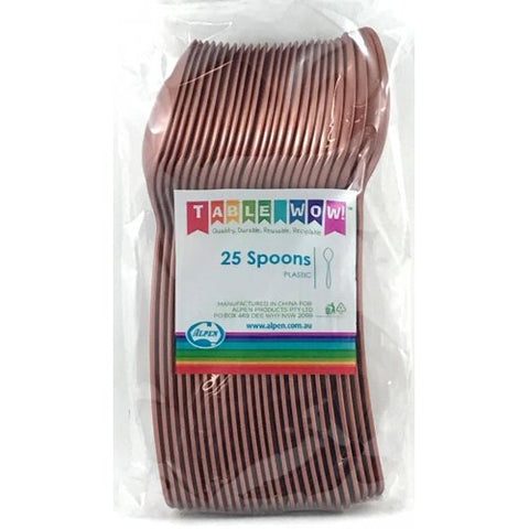 Spoons - Pkt 25 - Rose Gold - Mad Parties & Supplies