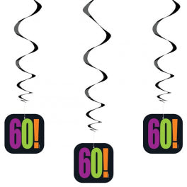 Hanging Swirl Decorations - 60th - Mad Parties & Supplies