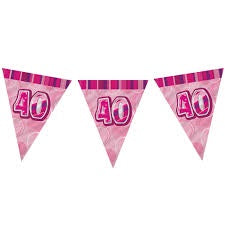 Flag Bunting - 40th (Pink & Blue) (55295) - Mad Parties & Supplies