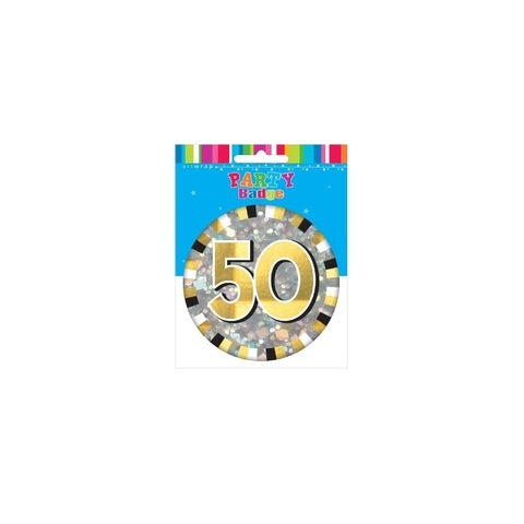 Badge -Large - 50th (E3116) - Mad Parties & Supplies