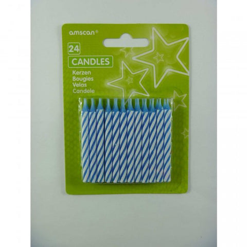 Candle - Blue Stripes (641500) - Mad Parties & Supplies