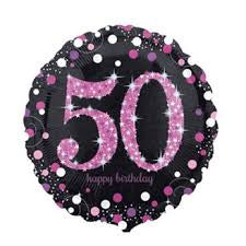 Foil - 18" - 50th (Black & Pink) (33787) - Mad Parties & Supplies
