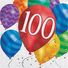 Napkins - 100th (Balloon Blast) - Mad Parties & Supplies