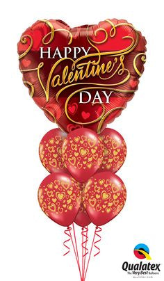 Valentine's Day Foil & 6 x Latex balloons with weight - Mad Parties & Supplies