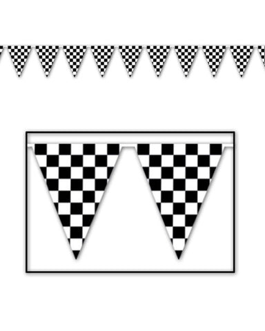 Flag Banner - Checkered (Black & White) (01-0546-617) - Mad Parties & Supplies
