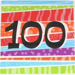 Napkins - 100th (Stripe) - Mad Parties & Supplies