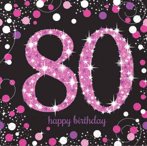 Napkins - 80th - Sparkling (Pink & Black) (9901753) - Mad Parties & Supplies