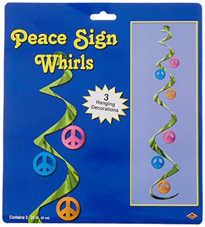 Hanging Swirl Decorations - Peace Whirls (3) (57619) - Mad Parties & Supplies