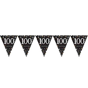 Flag Bunting - 100th (Black & Gold) (9901732) - Mad Parties & Supplies
