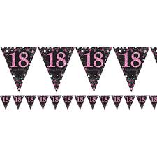 Flag Bunting - 18th (Black & Pink) (9900574) - Mad Parties & Supplies