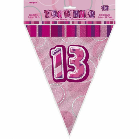 Flag Banner - 13th Pink (55356) - Mad Parties & Supplies