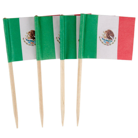 Paper Flag Picks - Mexico (Pkt 20) - Mad Parties & Supplies