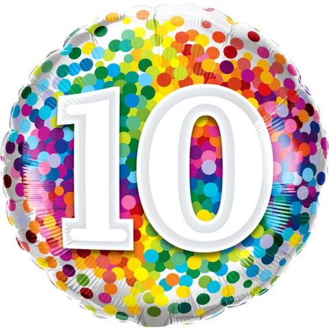 Foil - 18" - 10th Birthday (Rainbow Confetti) (13513)