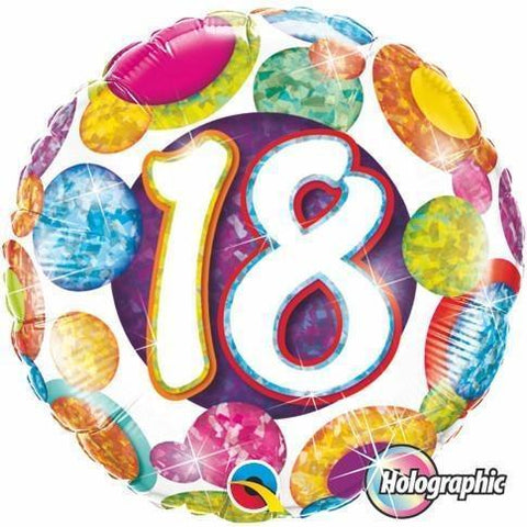Foil - 18" - 18th Multi-coloured (37888) - Mad Parties & Supplies