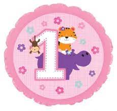 Foil - 18" - 1st (Tiger, Monkey & Hippo) (Pink) (317618) - Mad Parties & Supplies