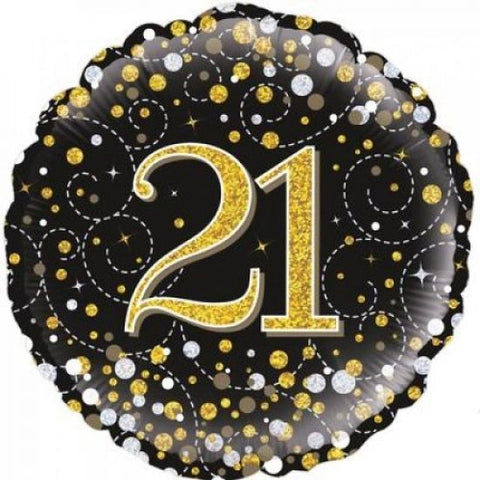 Foil - 18" - 21st (Black, Gold & Silver) (227246) - Mad Parties & Supplies