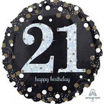 Foil - 18" - 21st (Black, Gold & Silver) (3323801) - Mad Parties & Supplies