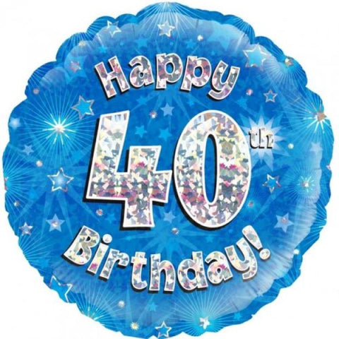 Foil - 18" - Happy 40th Birthday (Blue) (228014)