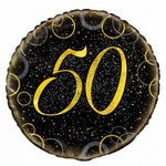 Foil - 18" - 50th (Black & Gold) (55836) - Mad Parties & Supplies