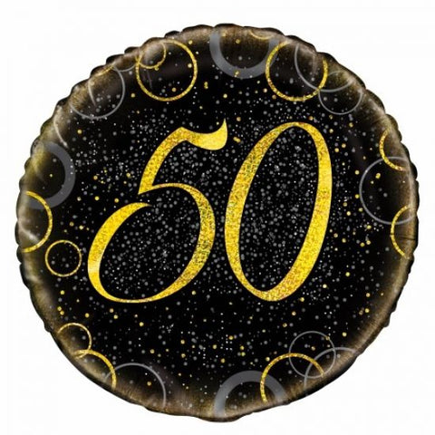 Foil - 18" - 50th (Black & Gold) (55836) - Mad Parties & Supplies