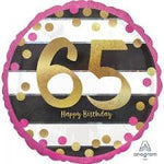 Foil - 18" - Happy 65th Birthday (37166) - Mad Parties & Supplies