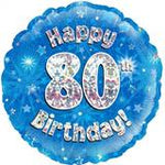 Foil - 18" - Happy 80th Birthday (Blue) (228069) - Mad Parties & Supplies