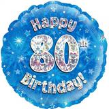 Foil - 18" - Happy 80th Birthday (Blue) (228069) - Mad Parties & Supplies