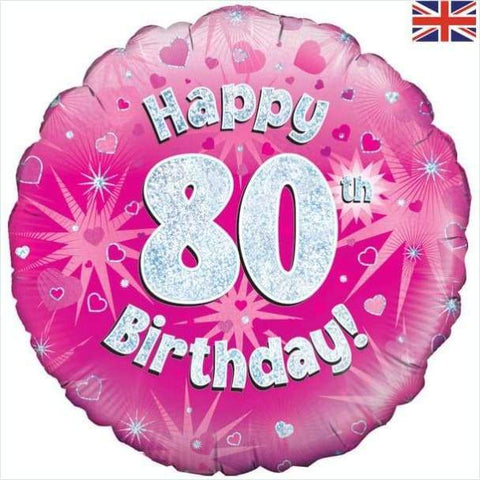 Foil - 18" - Happy 80th Birthday (Pink) (227772) - Mad Parties & Supplies