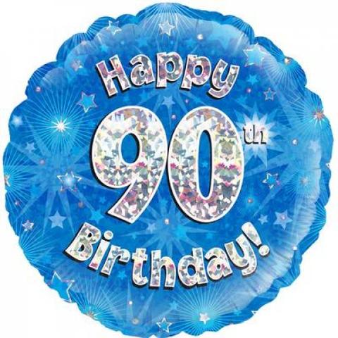 Foil - 18" - Happy 90th Birthday (Blue) (228076) - Mad Parties & Supplies