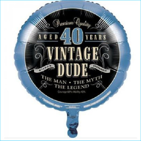 Foil - 18" - Vintage Dude Aged 40 Years (044067) - Mad Parties & Supplies