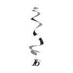 Hanging Swirl Decorations - 16th - Silver (5302MS) - Mad Parties & Supplies