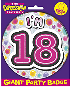 Giant Badge - I'm 18 (Pink) (TB418) - Mad Parties & Supplies