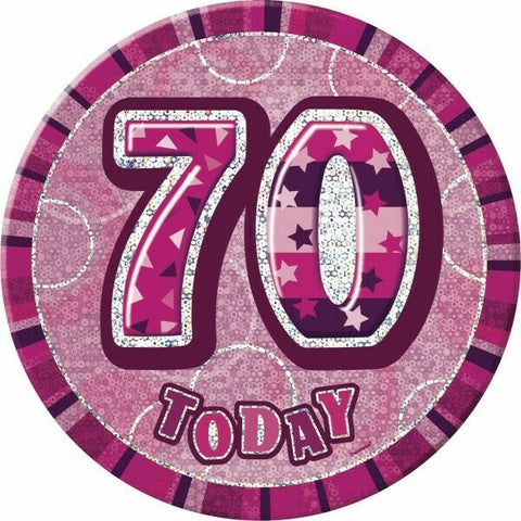 Giant Badge - 70 Today (Pink) (22569) - Mad Parties & Supplies
