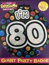 Giant Badge - I'm 80 (Black) (TB280) - Mad Parties & Supplies