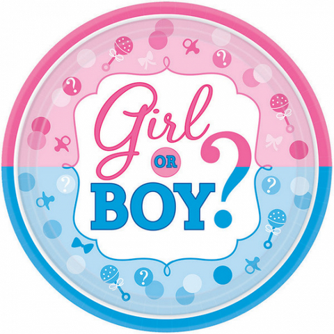 Plates - 7" Lunch - Gender Reveal (Girl or Boy?) (541573) - Mad Parties & Supplies