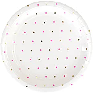 Plates - 9" - Dinner - Gold & Pink Spots (ID-LPLATE-035) - Mad Parties & Supplies