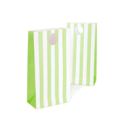 Paper Treat bag - Pkt 12 - Green Stripe (E2392) - Mad Parties & Supplies