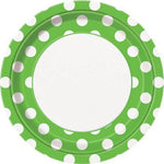 Plates - 9" - Dinner - Green & White Spots (37465) - Mad Parties & Supplies