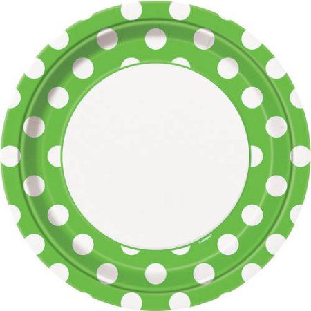 Plates - 9" - Dinner - Green & White Spots (37465) - Mad Parties & Supplies