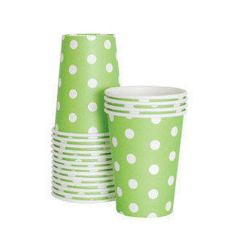 Cups - Paper - Lime Green & White Spots (37466) - Mad Parties & Supplies