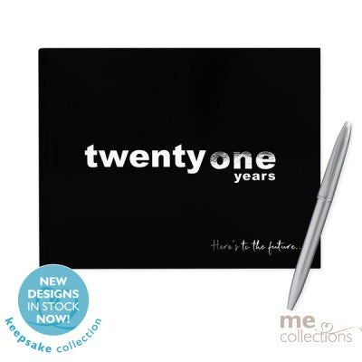 Guestbook - 21st Birthday Black with Pen (T621M) - Mad Parties & Supplies