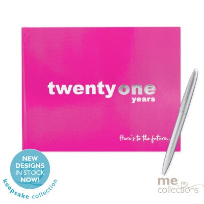 Guestbook - 21st Birthday Pink with Pen (T621F) - Mad Parties & Supplies