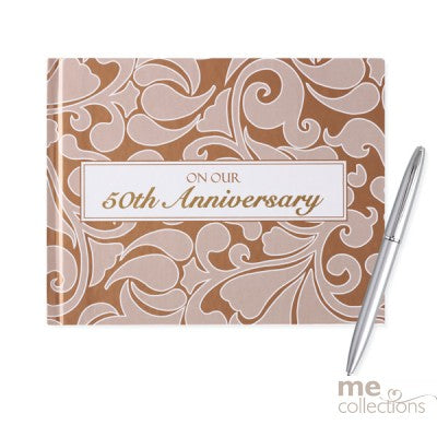 Guestbook - Happy 50th Anniversary with Pen (T635) - Mad Parties & Supplies