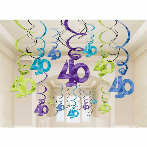 Hanging Swirl Decorations - 40th (670352) - Mad Parties & Supplies
