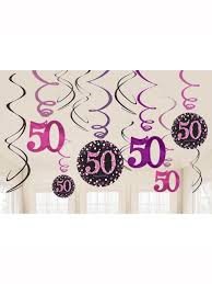 Hanging Swirl Decorations - 50th (Pink) (9900613) - Mad Parties & Supplies