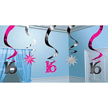 Hanging Swirl Decorations - Sweet 16 (679873) - Mad Parties & Supplies