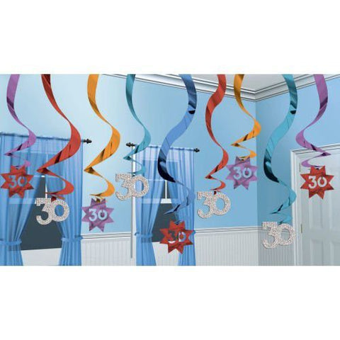 Hanging Swirl Decorations - 30th (11287) - Mad Parties & Supplies