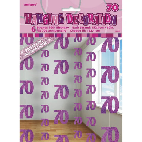 Hanging String Decorations - 70th Pink (55329)