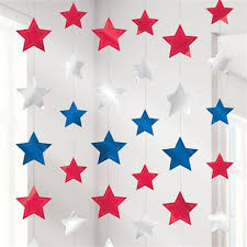 String Decorations - Stars - Blue, Red & Silver (672073) - Mad Parties & Supplies